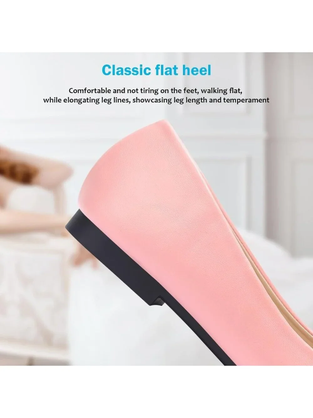 Women's 02-Pink Pointed Toe Pearl Flats Comfort Non Slip Soft Sole Office Shoes